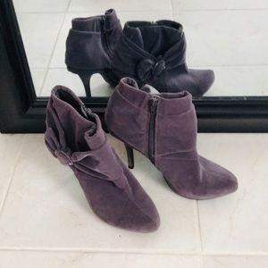 SOLD Velvet Gray Suede Booties With Bow